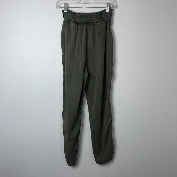 Abercrombie & Fitch Womens Green Paperbag Pants High Waist Tie Front Pockets - Picture 5 of 5